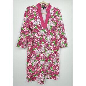 Brooks Brothers Ponte Dress Womens Sz S Pink Butterfly Stretchy Coastal Preppy
